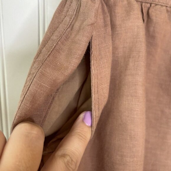 H by Halston Jogger Pants Med 100% Linen Pull On Elastic Drawstring Waist Tan - Picture 4 of 15